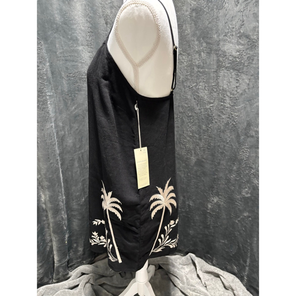 NWT Calypso St. Barth Black Linen-Blend Sundress Palm Trees Size M Sun Fun! - Picture 5 of 10